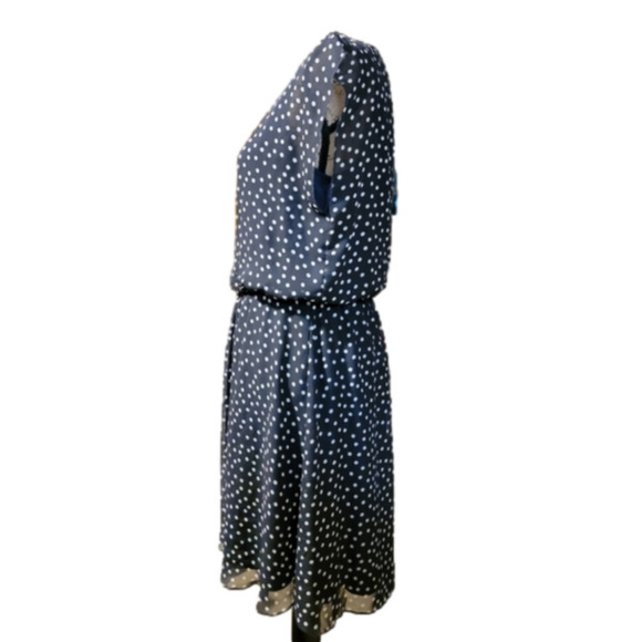Tacera Navy with White Polka Dot Mini Dress. Excellent Condition. Size  L. - Picture 4 of 5